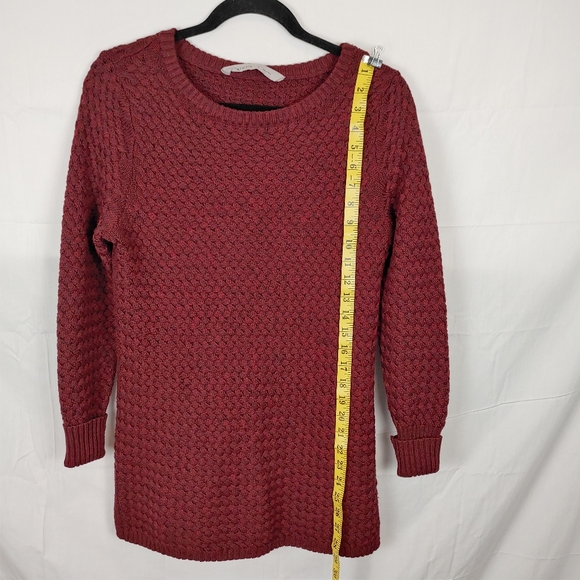 Athleta Cypress Wool Blend Basket Weave Long Sleeve Burgundy Sweater Size Small - Picture 11 of 13